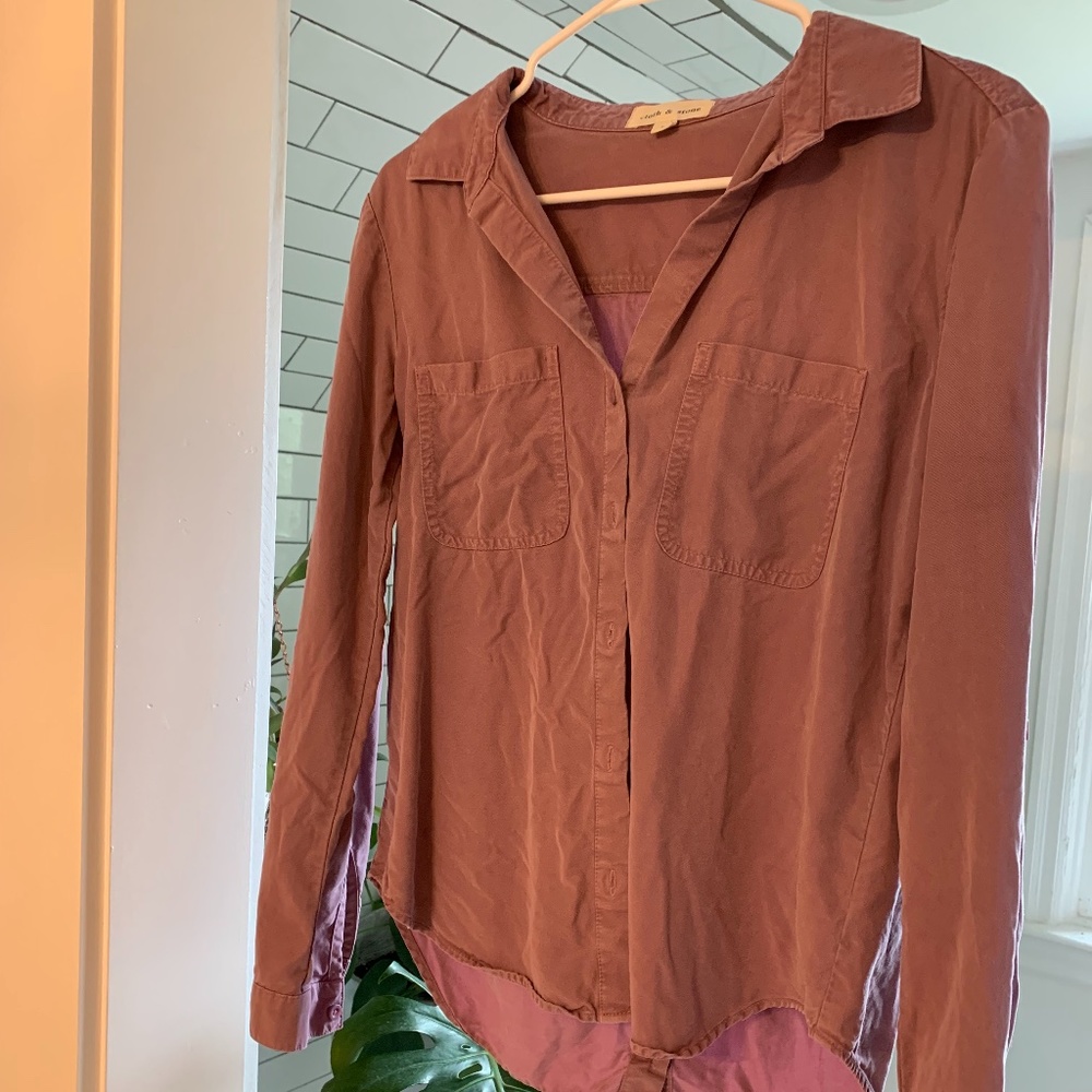 Cloth & Stone purple button down collar shirt Size S
